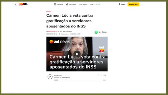 Cármen Lúcia vota contra gratificação a servidores aposentados do INSS